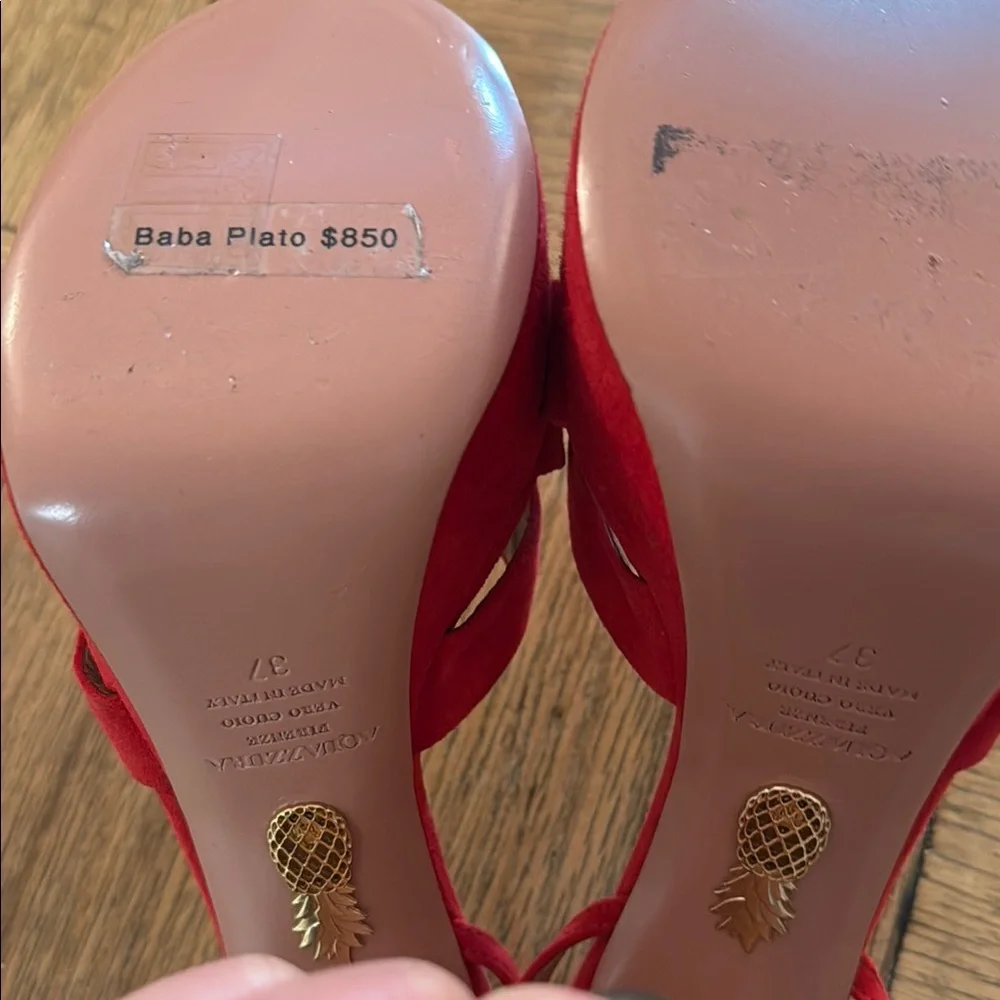 Aquazzura Red Suede Platform Sandals